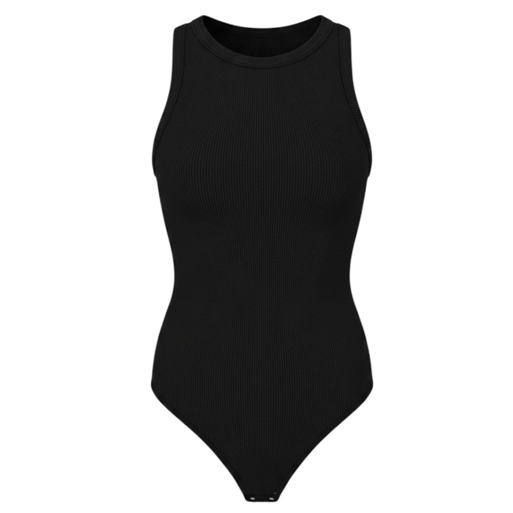 NWT House of Harlow 1960 Black Ribbed Bodysuit Large Revolve Sleeveless Tank Top